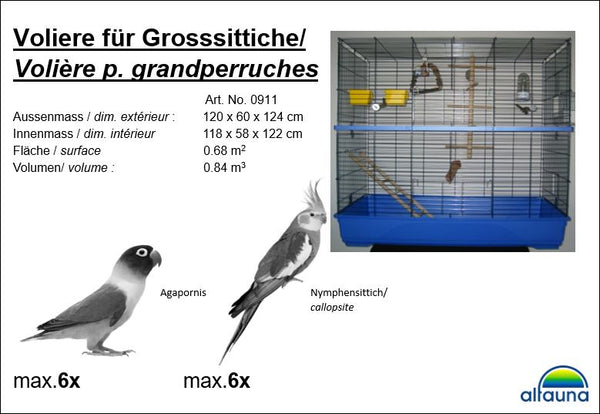 Voliere für Großsittiche 120x60x124 - Aktion -