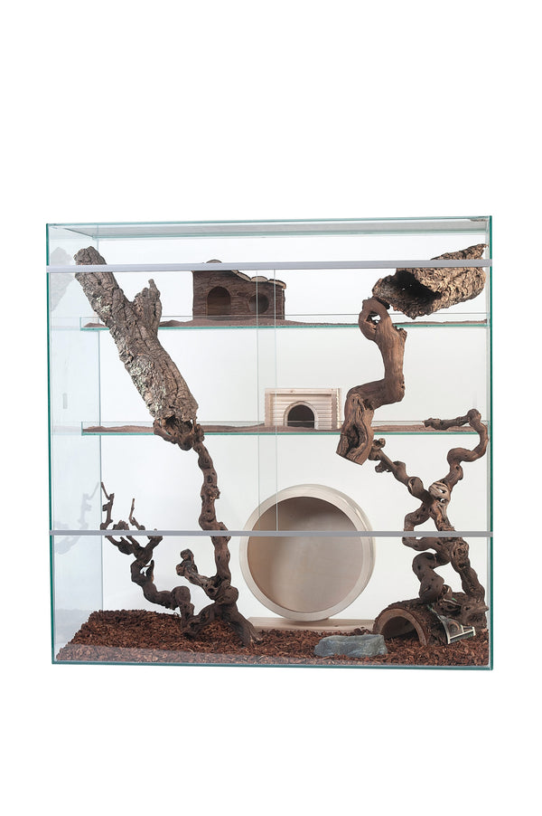 Terrarium pour rongeurs avec aération latérale à deux étages