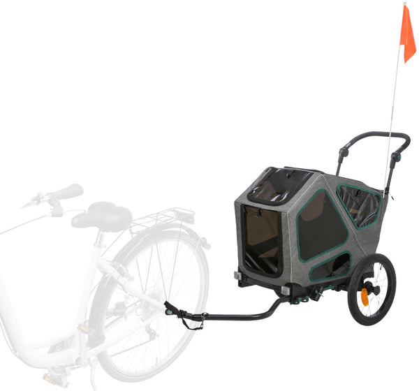 Bicycle trailer, S: 64×92×80/130cm, grey/sage