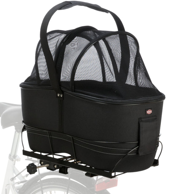 Long bicycle basket for wide luggage rack, black