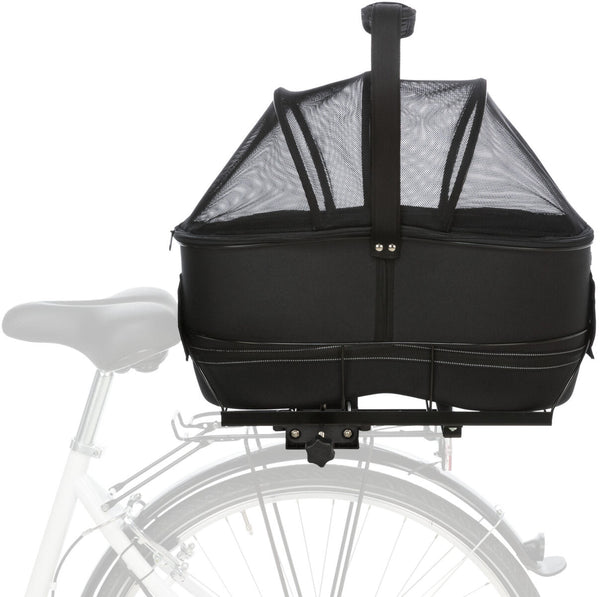 Long bicycle basket for wide luggage rack, black