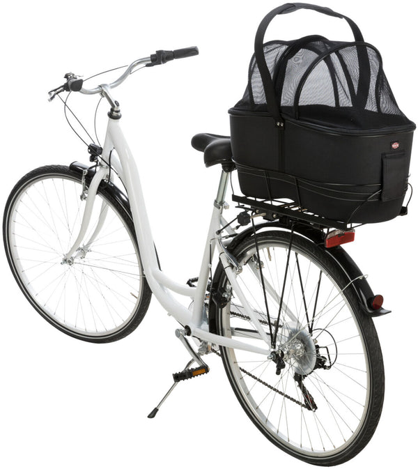 Long bicycle basket for wide luggage rack, black