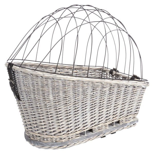 Bicycle basket with grid for luggage rack, wicker/metal, 35×49×55