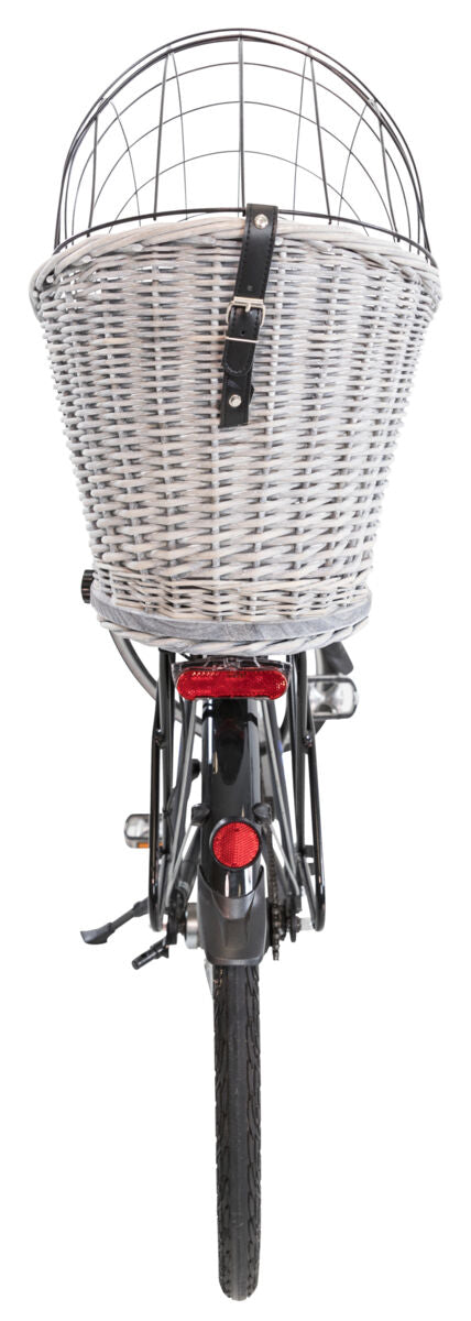 Panier à vélo avec grille pour porte-bagages, osier/métal, 35×49×55