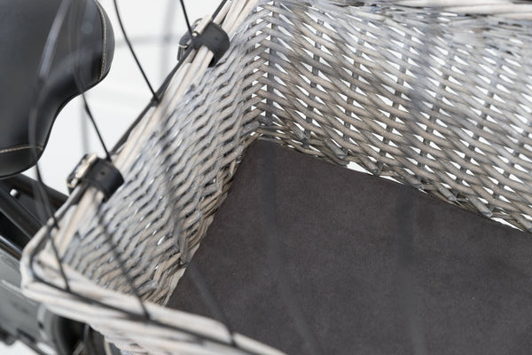 Bicycle basket with grid for luggage rack, wicker/metal, 35×49×55