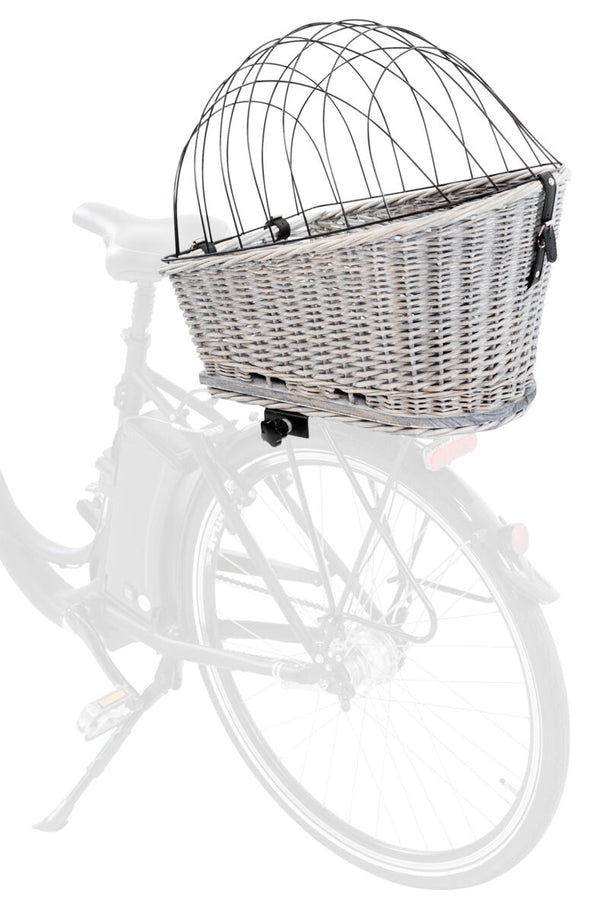 Panier à vélo avec grille pour porte-bagages, osier/métal, 35×49×55