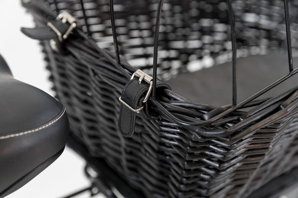 Bicycle basket with grid, for luggage rack, black