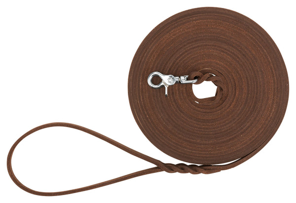 Laisse à pister Rustic en cuir gras, 10 m/8 mm, marron foncé