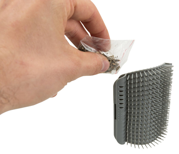 Corner massage brush, cat, 8×13cm, gray