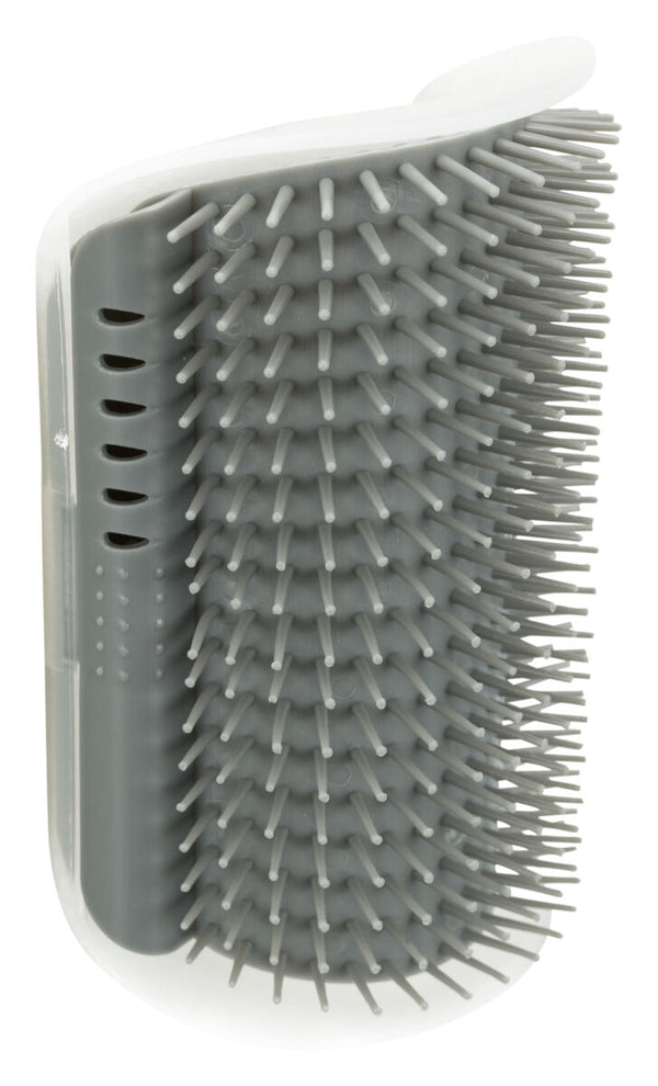 Corner massage brush, cat, 8×13cm, gray