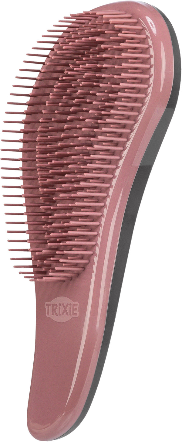 Soft brush, plastic, 19 cm, dark grey/old pink