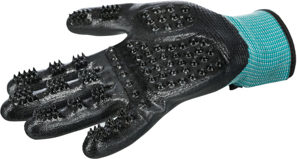 Gants de soin du pelage, 1 paire, nylon/caoutchouc, 16×23cm