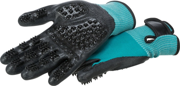 Gants de soin du pelage, 1 paire, nylon/caoutchouc, 16×23cm