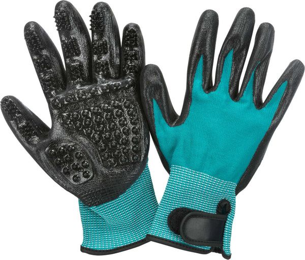 Gants de soin du pelage, 1 paire, nylon/caoutchouc, 16×23cm