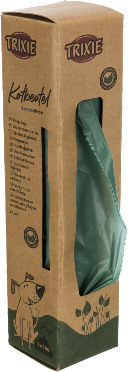 Sachets pour déchets canins, compostables, 100 sachets, vert forêt