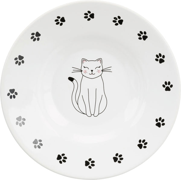 Ceramic bowl, cat, for short-nosed breeds, ø 15cm, white