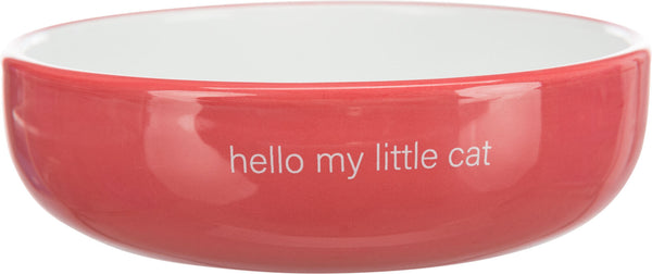 Ceramic cat bowl for short-nosed breeds, coral