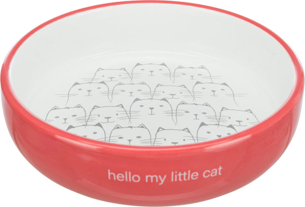 Ceramic cat bowl for short-nosed breeds, coral