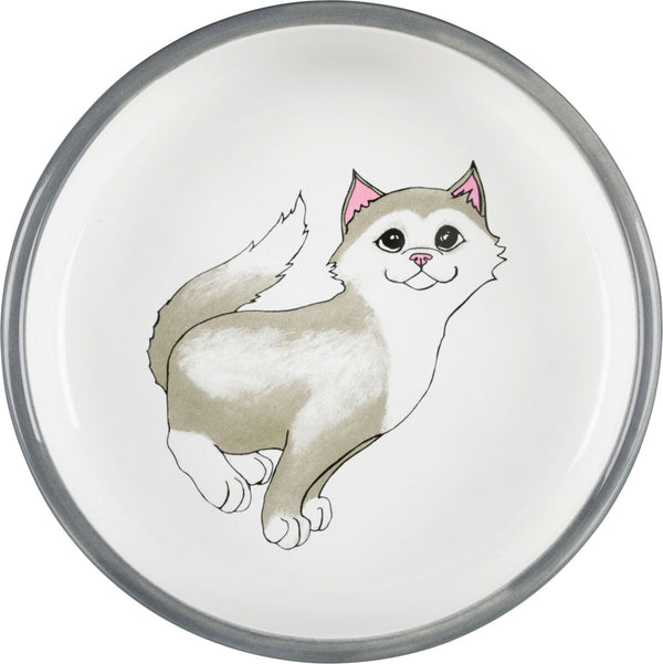 Ceramic bowl, cat, for short-nosed breeds, 0.3 l/ø 15cm, grey