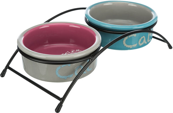 Eat on Feet bowl set, ceramic, 2x0.3l, light grey