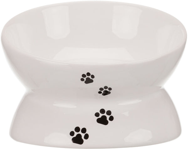 Ceramic bowl, cat, white