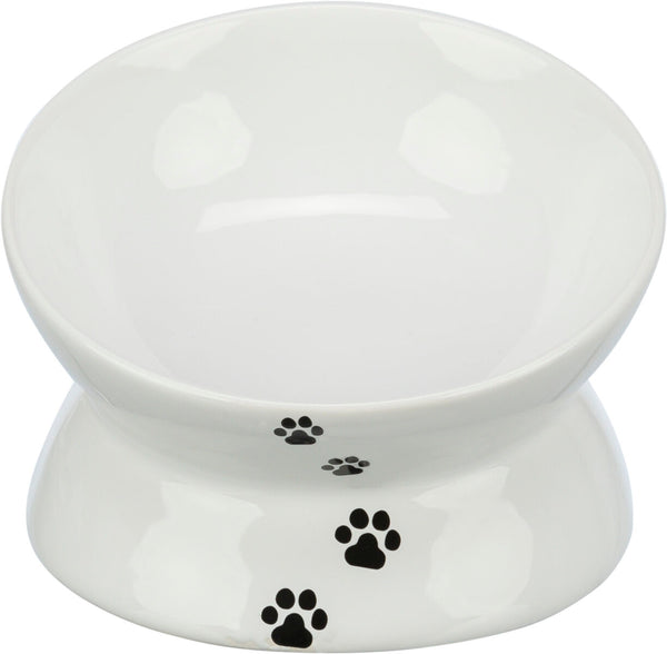 Ceramic bowl, cat, white