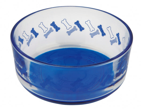 Ecuelle en verre, motif os, 0,4 l/ø12cm, bleu