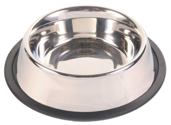 Stainless steel bowl with rubber ring