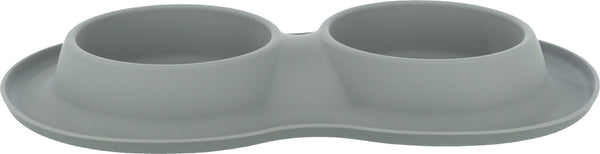 Set de gamelles, silicone/acier inoxydable, 2×0,4 l/40×5×23cm, gris