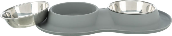 Bowl set, silicone/stainless steel, 2×0.4 l/40×5×23cm, grey