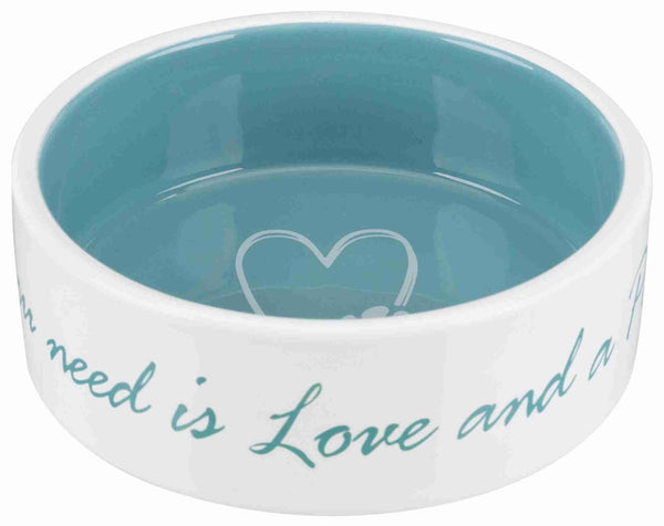 Pet's Home Ceramic Bowl, Cream/Light Blue