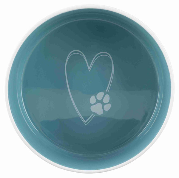 Pet's Home Ceramic Bowl, Cream/Light Blue