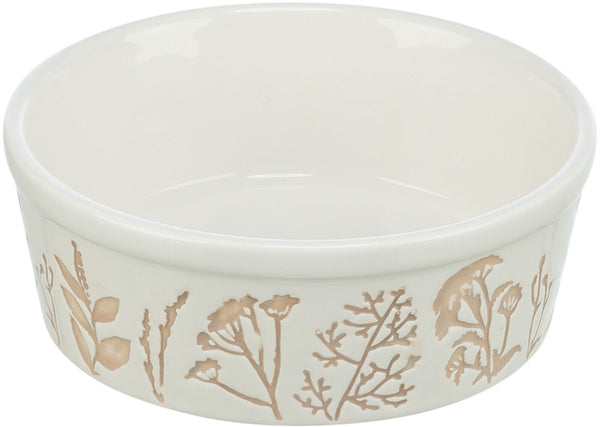 Bowl, structured pattern, ceramic, white/taupe