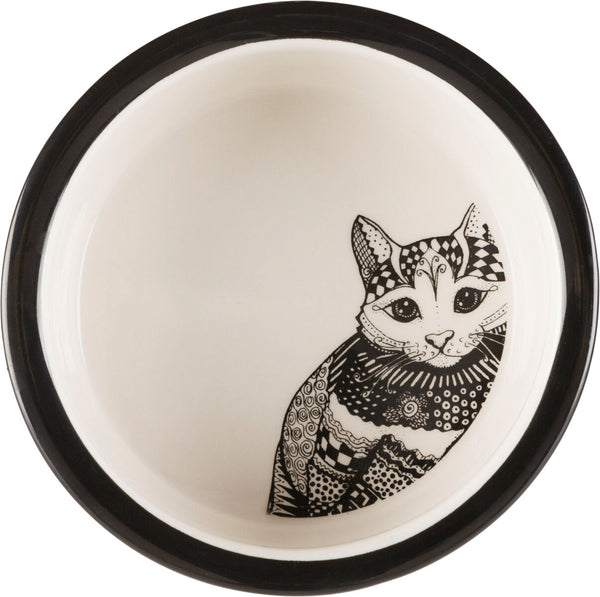 Zentangle ceramic bowl, 0.3 l/ø 12cm, white/black