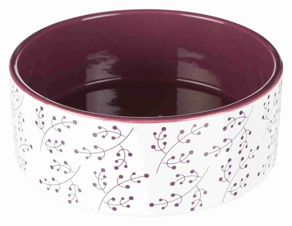 ceramic bowl, white/berry