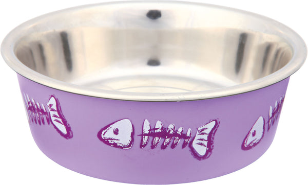 Stainless steel cat bowl, plastic coating, 0..25l