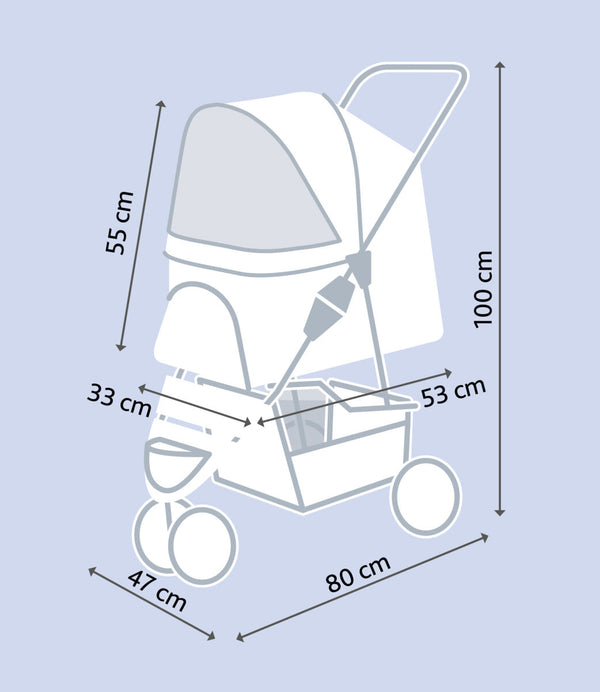 Kinderwagen, 47x100×80cm, schwarz