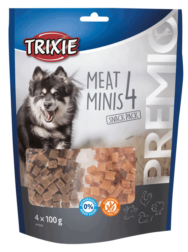 PREMIO 4 Meat Minis, Huhn, Ente, Rind, Lamm, 4×100 g