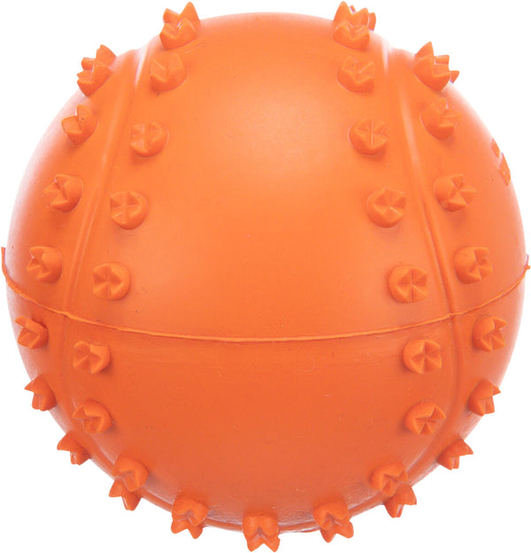 Ball, natural rubber, with squeaker, orange