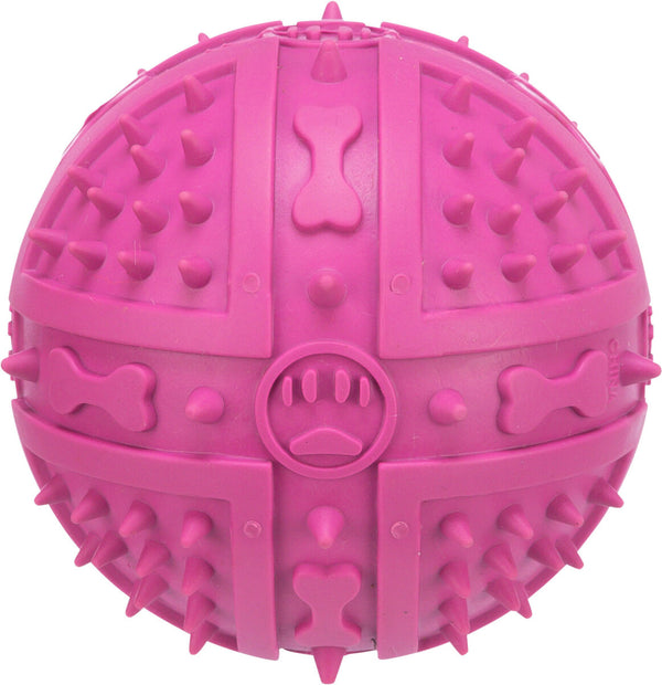 Ball, natural rubber, with squeaker, pink