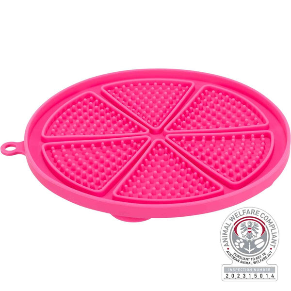 Lick'n'Snack mat with suction cups, silicone, ø 18cm, pink