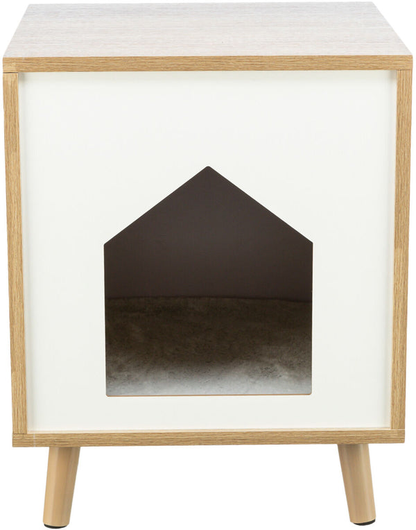 Caverne Isa, aspect bois, 40×50×40cm, marron clair/blanc