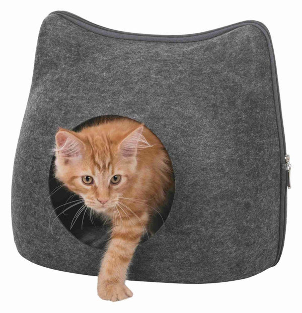 Cat cuddle cave, felt, 38×35×37cm, light grey