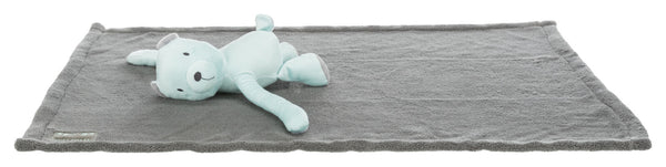 Junior set de doudou couverture/ours, peluche, 75×50cm, gris/mint