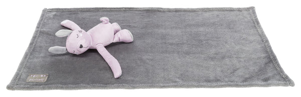 Junior set de doudou couverture/lapin, peluche, 75×50cm, gris/lilas