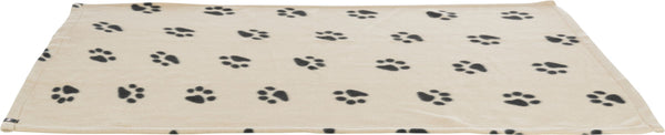 "Barney" fleece blanket, beige with paws