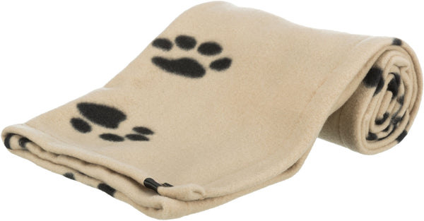 "Barney" fleece blanket, beige with paws