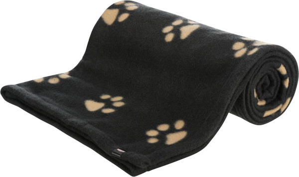 "Barney" fleece blanket, black with paws