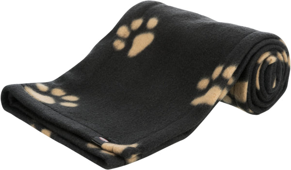 "Beany" fleece blanket, black with large bone