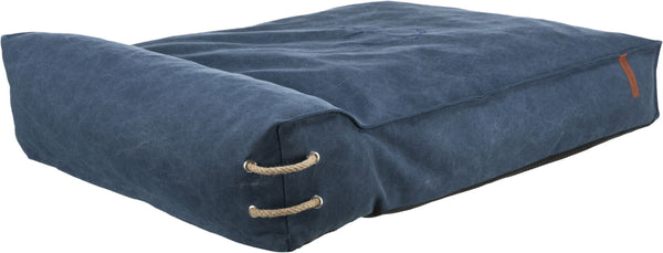 BE NORDIC coussin Föhr avec bordure, bleu foncé